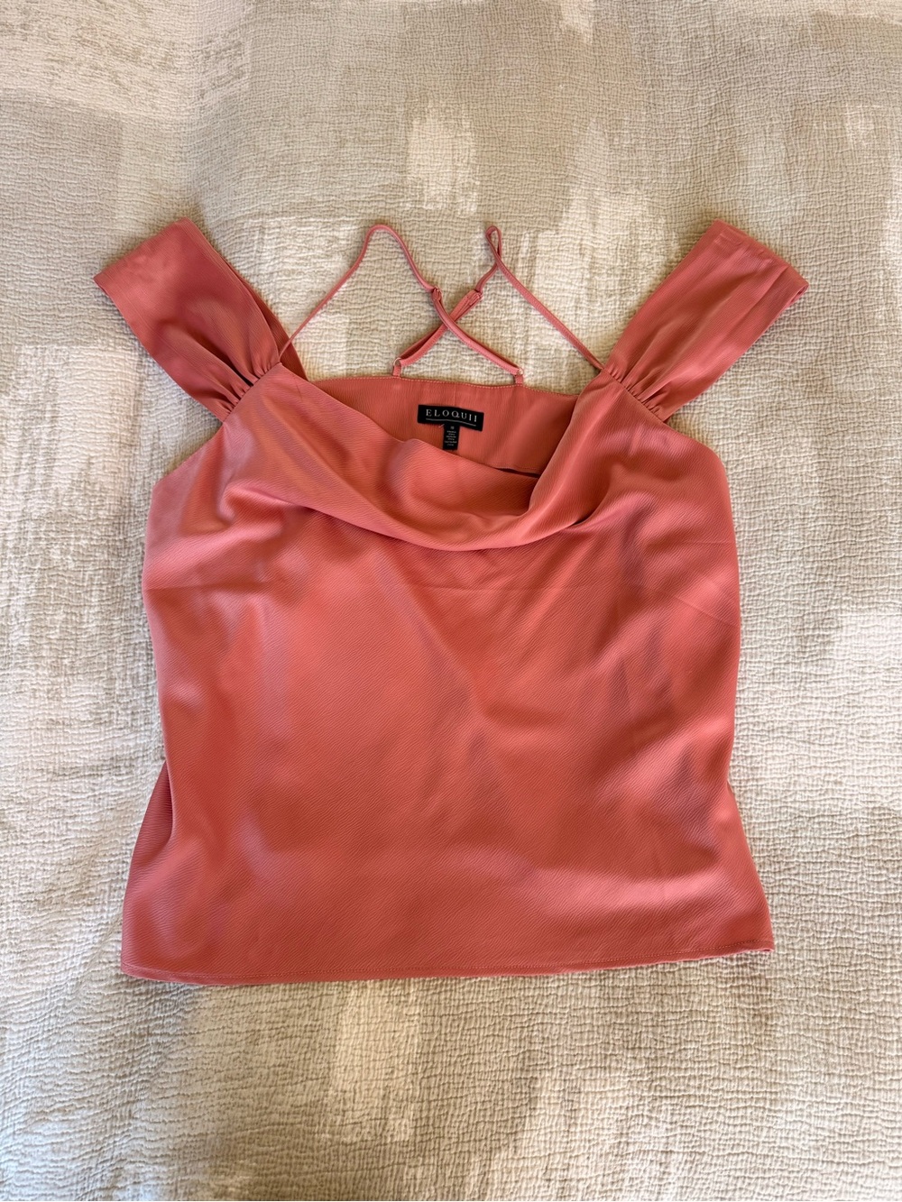 Eloquii Coral Pink Draped Cowl Neck Camisole